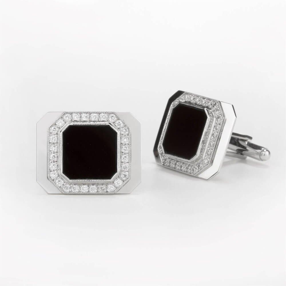 Manžetové knoflíčky 05, diamant, bílé zlato — Zlatnictví Vaněk Kolín