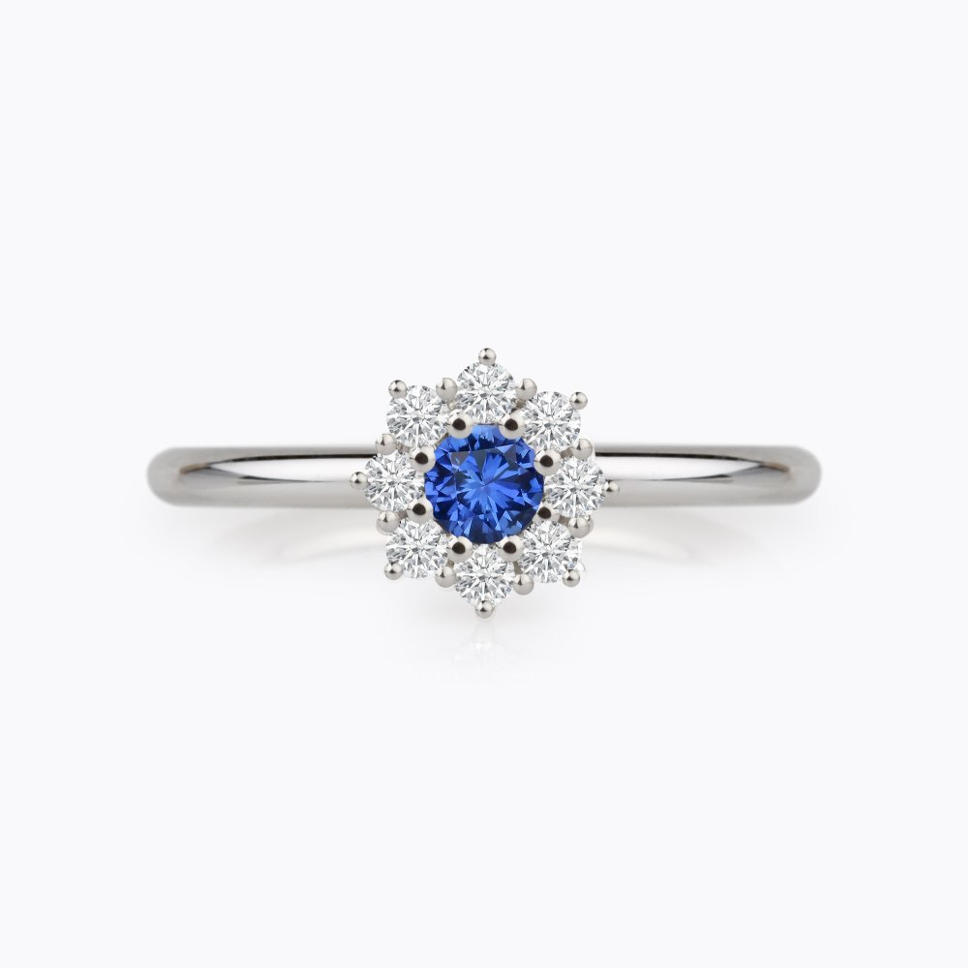 Prsten se safírem a diamanty 27, diamant, bílé zlato — Zlatnictví Vaněk Kolín