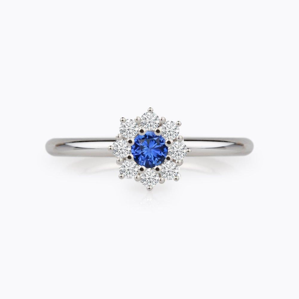 Prsten se safírem a diamanty 27, diamant, bílé zlato — Zlatnictví Vaněk Kolín