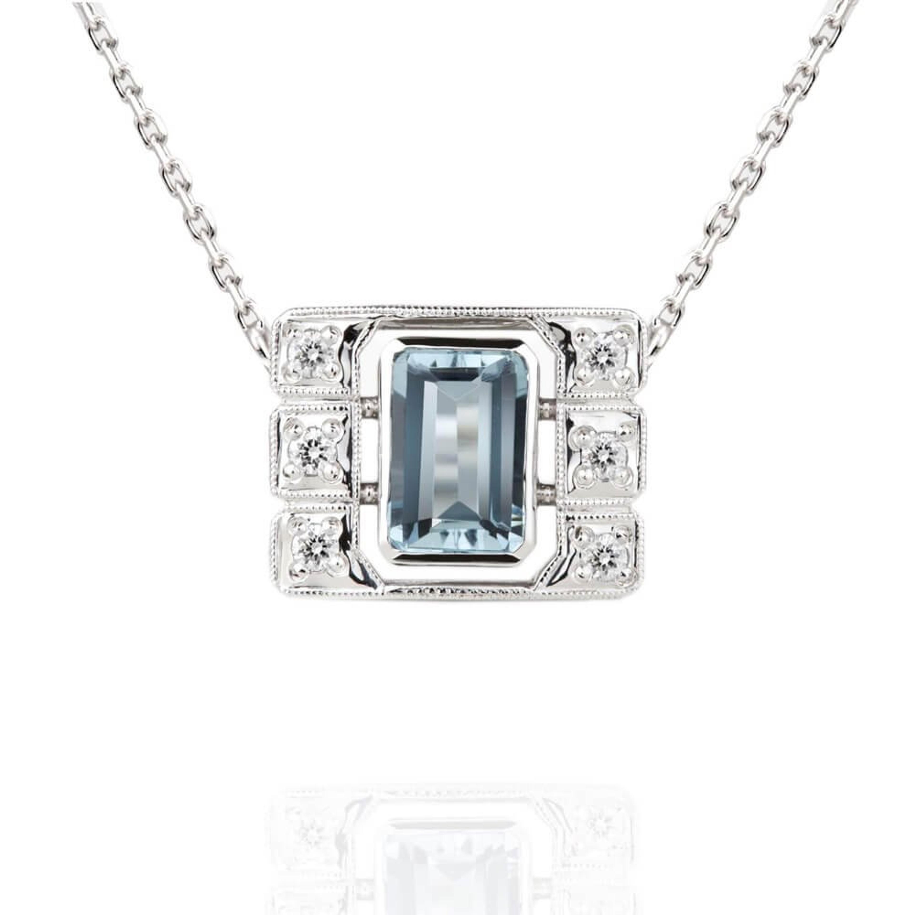 Přívěsek s akvamarínem a diamanty 02, diamant, bílé zlato — Zlatnictví Vaněk Kolín