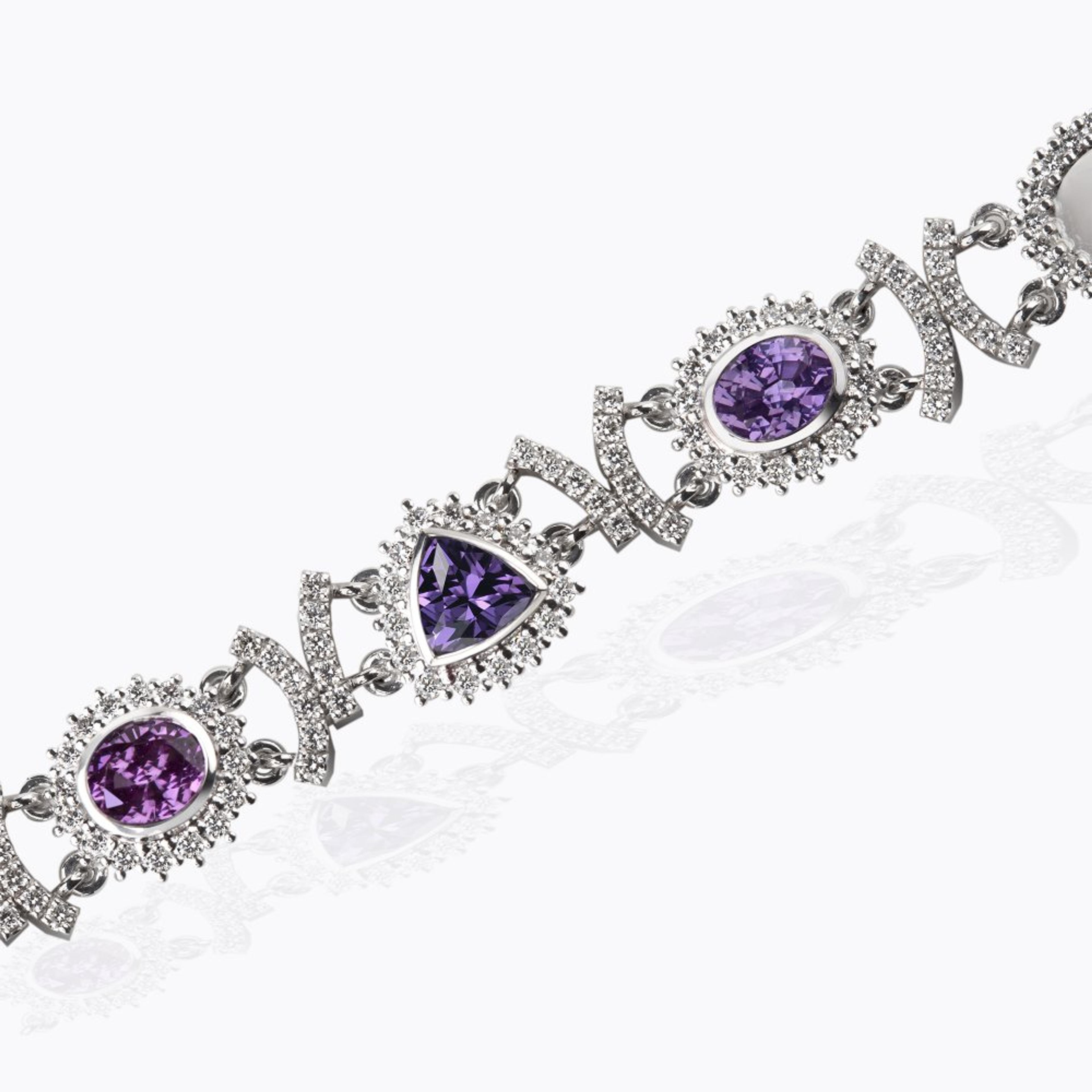 Náramek se safíry a diamanty 01, diamant, bílé zlato — Zlatnictví Vaněk Kolín