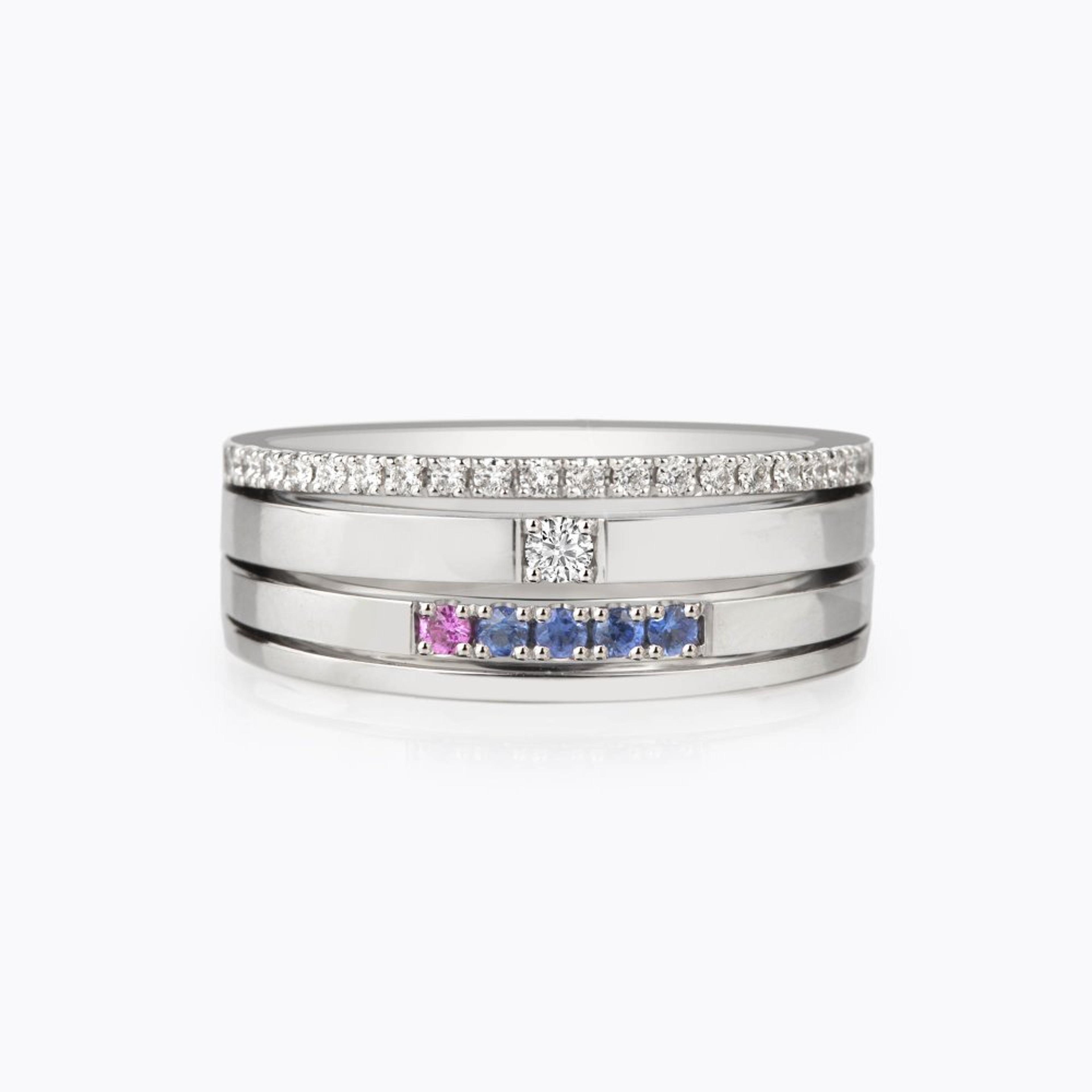 Prsten se safíry a diamanty 25, diamant, bílé zlato — Zlatnictví Vaněk Kolín