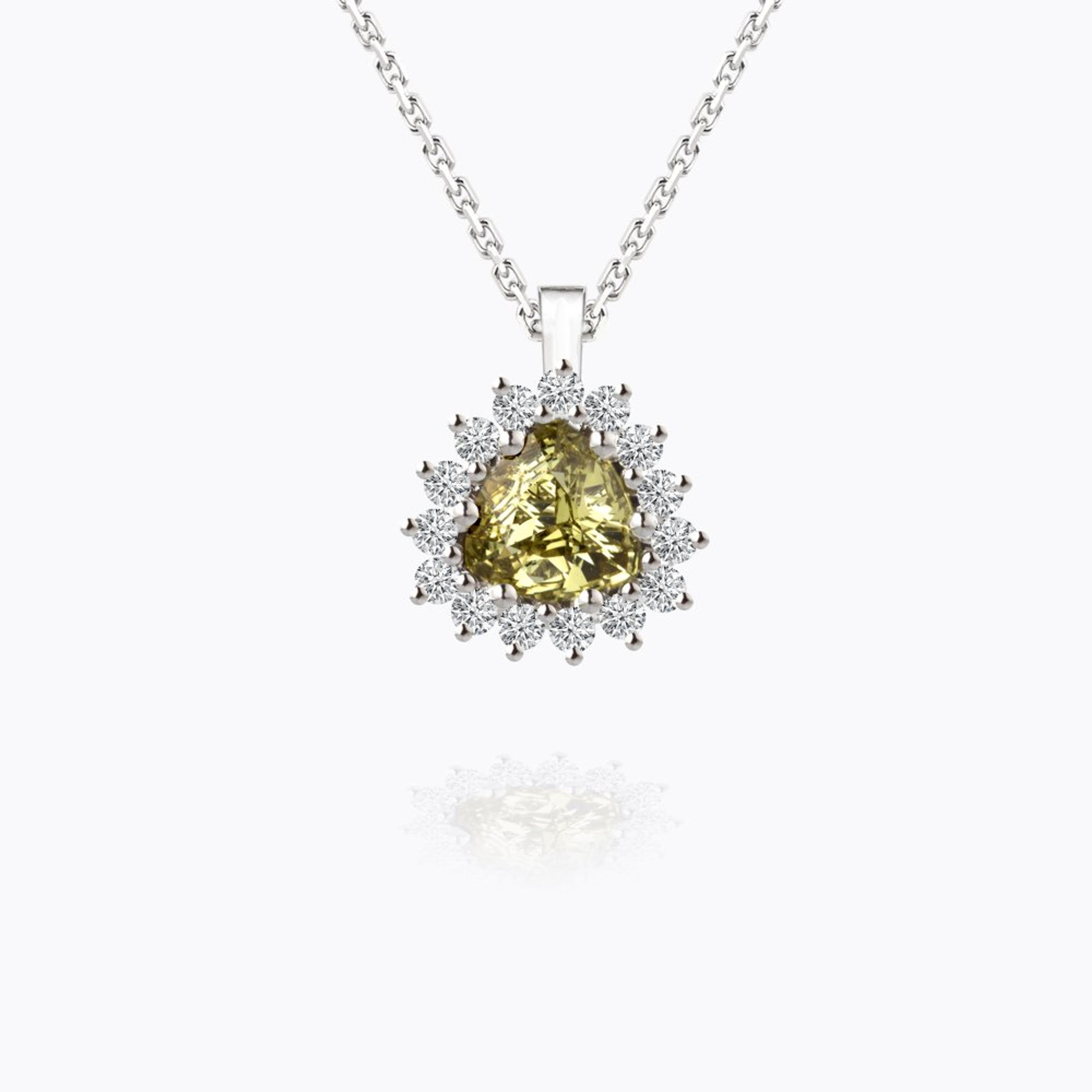 Přívěsek s chrysoberylem a diamanty 02, diamant, bílé zlato — Zlatnictví Vaněk Kolín