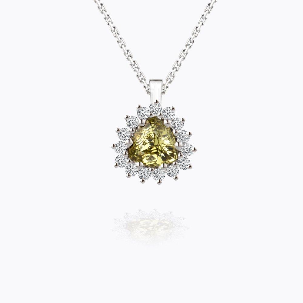 Přívěsek s chrysoberylem a diamanty 02, diamant, bílé zlato — Zlatnictví Vaněk Kolín