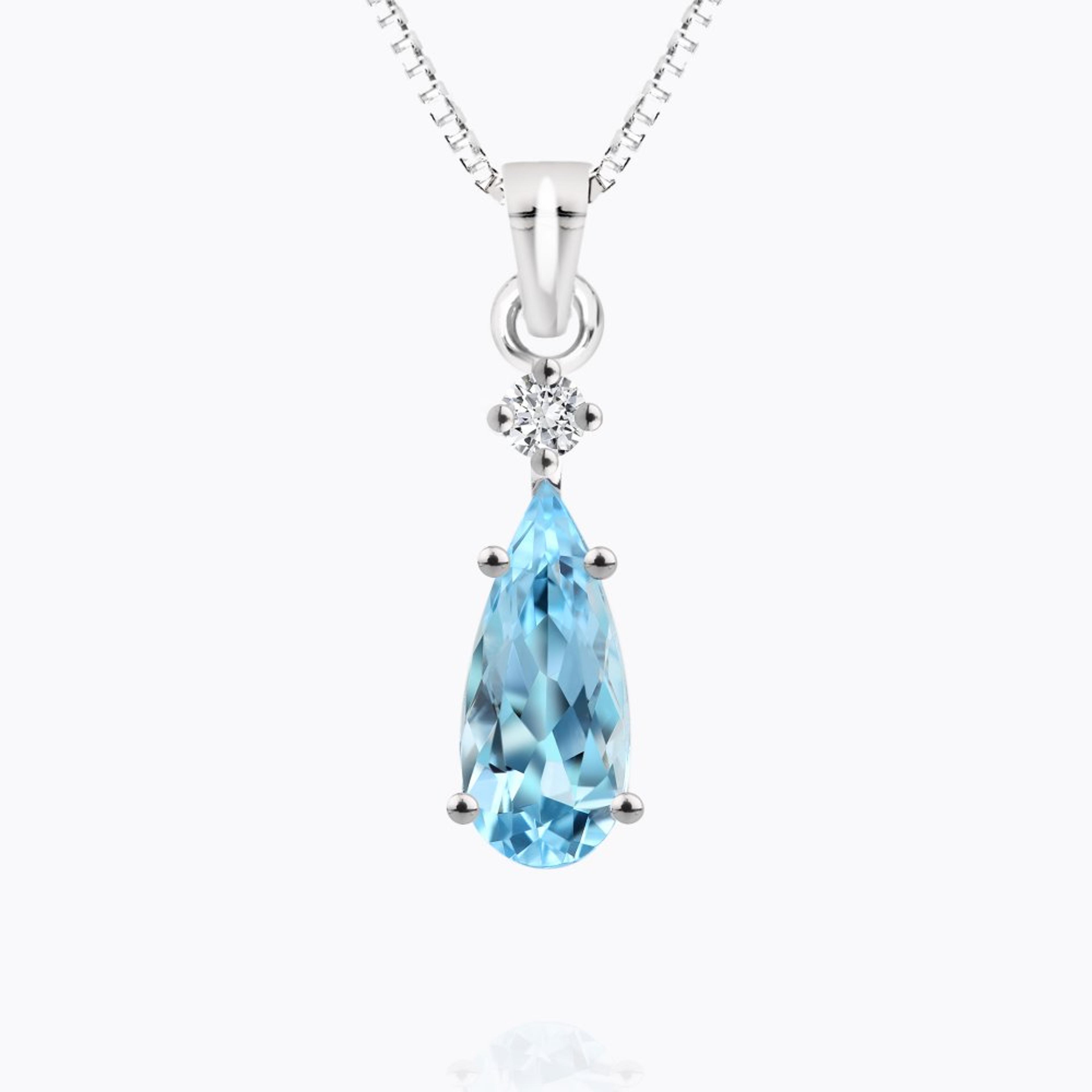 Přívěsek s akvamarínem a diamanty 01, diamant, bílé zlato — Zlatnictví Vaněk Kolín