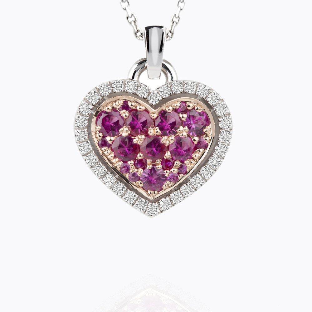 Přívěsek s rubíny a diamanty 04, diamant, bílé zlato — Zlatnictví Vaněk Kolín