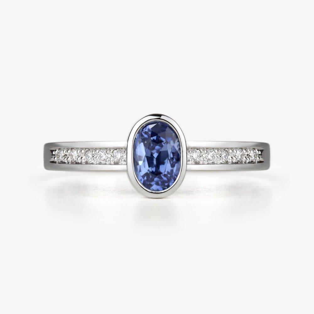 Prsten se safírem a diamanty 16, diamant, bílé zlato — Zlatnictví Vaněk Kolín