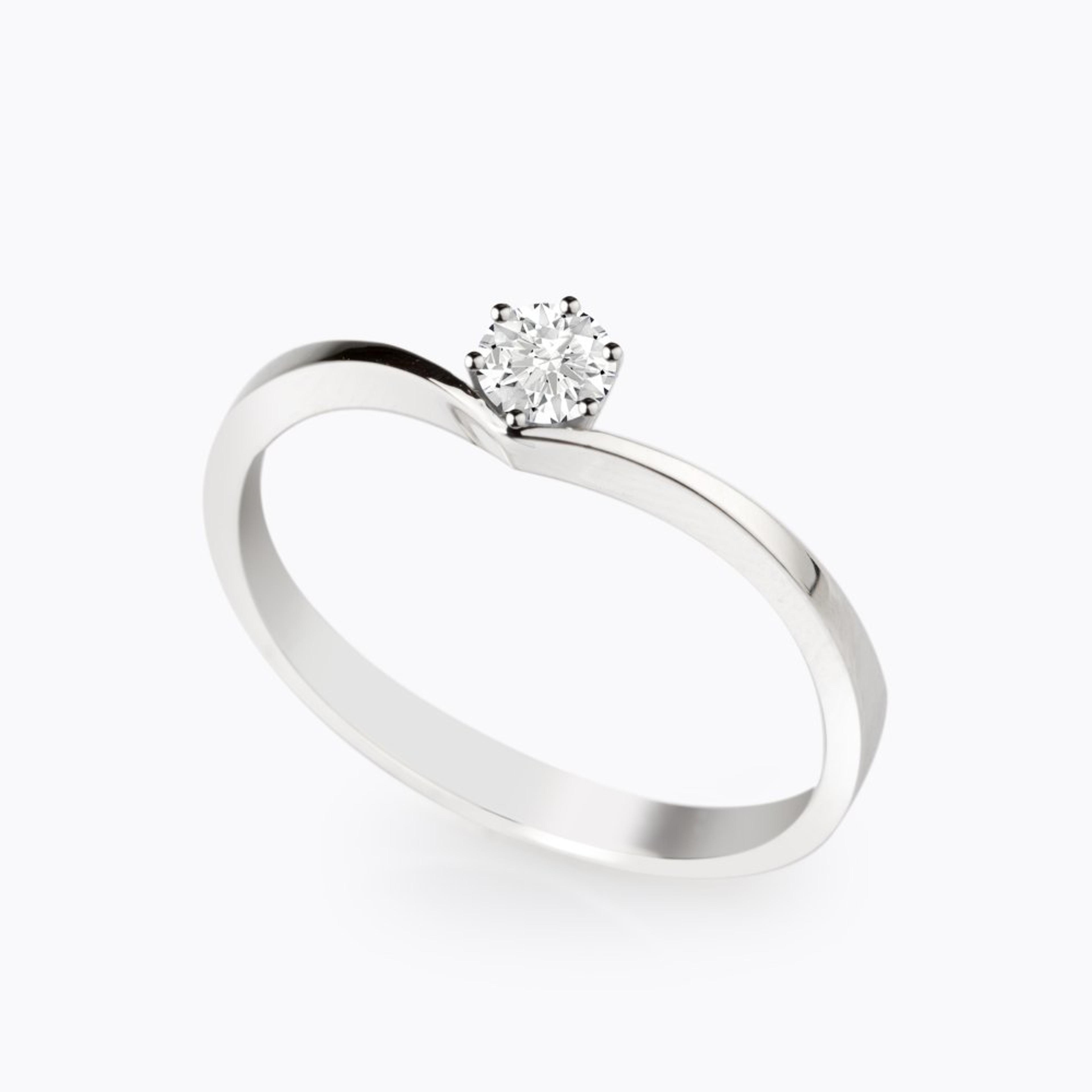 Diamantový prsten 124, diamant, bílé zlato — Zlatnictví Vaněk Kolín