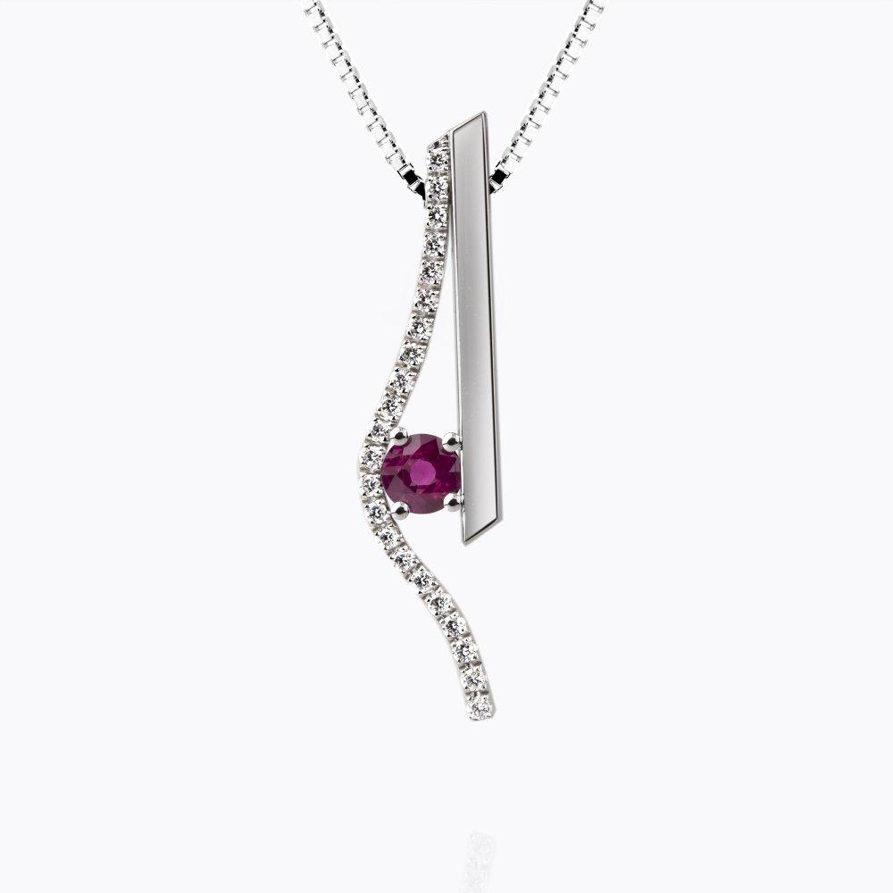 Přívěsek s rubínem a diamanty 05, diamant, bílé zlato — Zlatnictví Vaněk Kolín