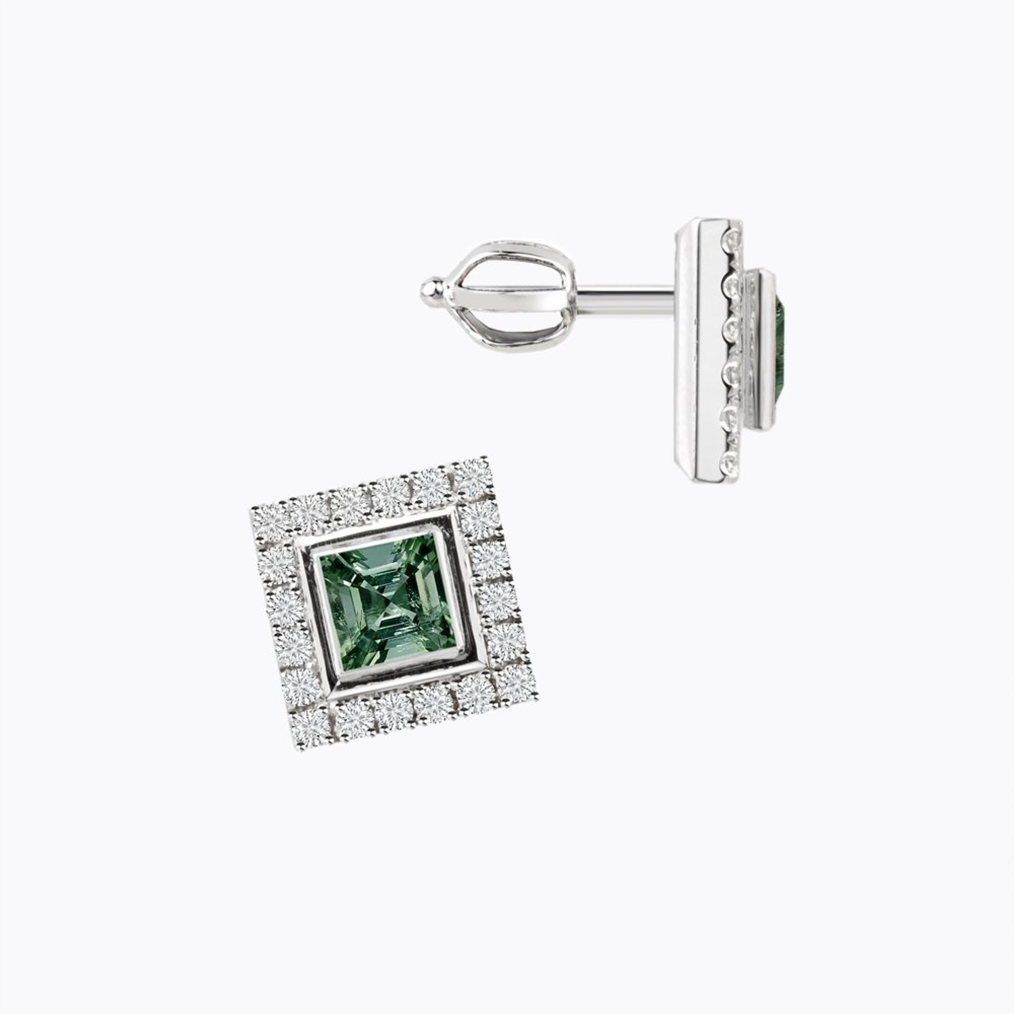Náušnice s turmalíny a diamanty 06, diamant, bílé zlato — Zlatnictví Vaněk Kolín