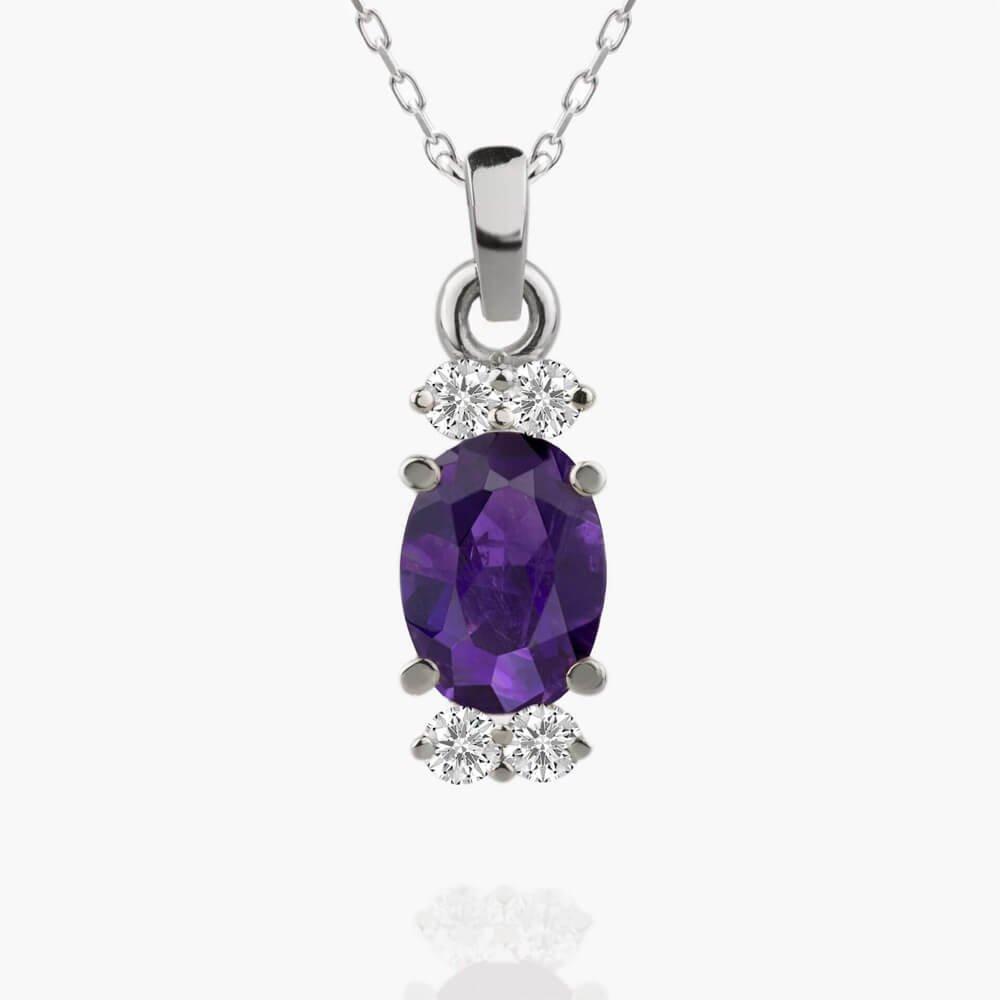 Přívěsek s ametystem a diamanty 02, diamant, bílé zlato — Zlatnictví Vaněk Kolín