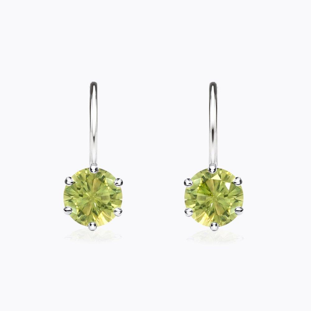 Náušnice s chrysoberylem 01, chrysoberyl, bílé zlato — Zlatnictví Vaněk Kolín