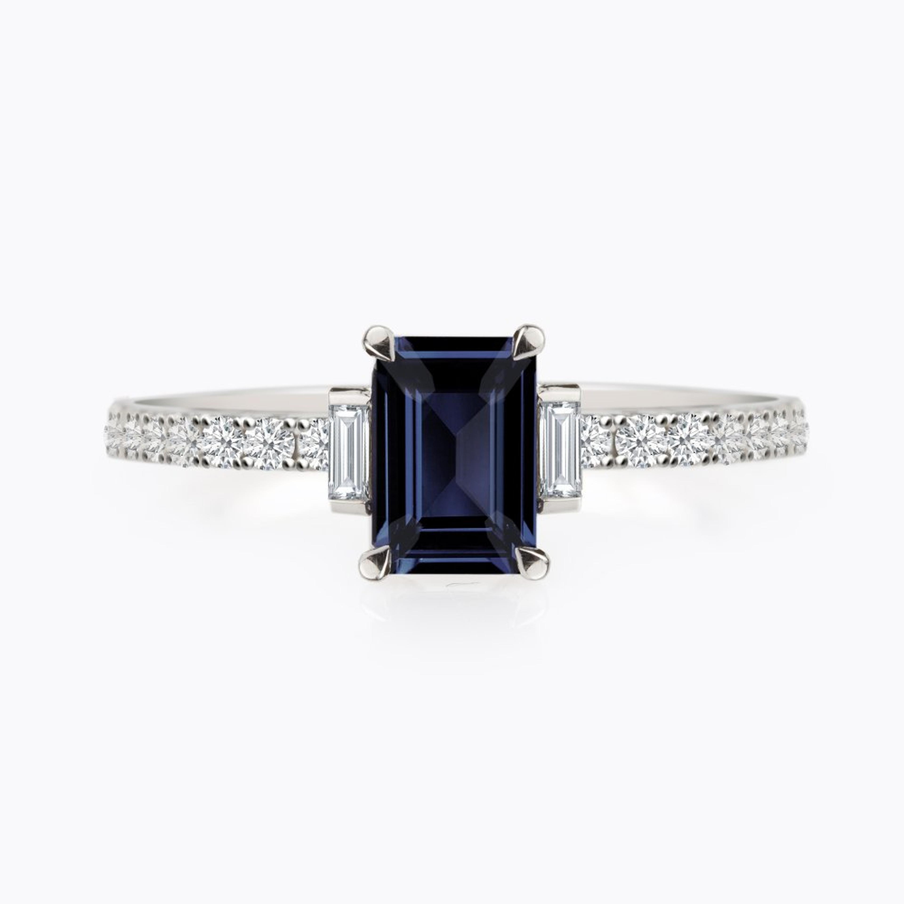 Prsten se safírem a diamanty 25, diamant, bílé zlato — Zlatnictví Vaněk Kolín