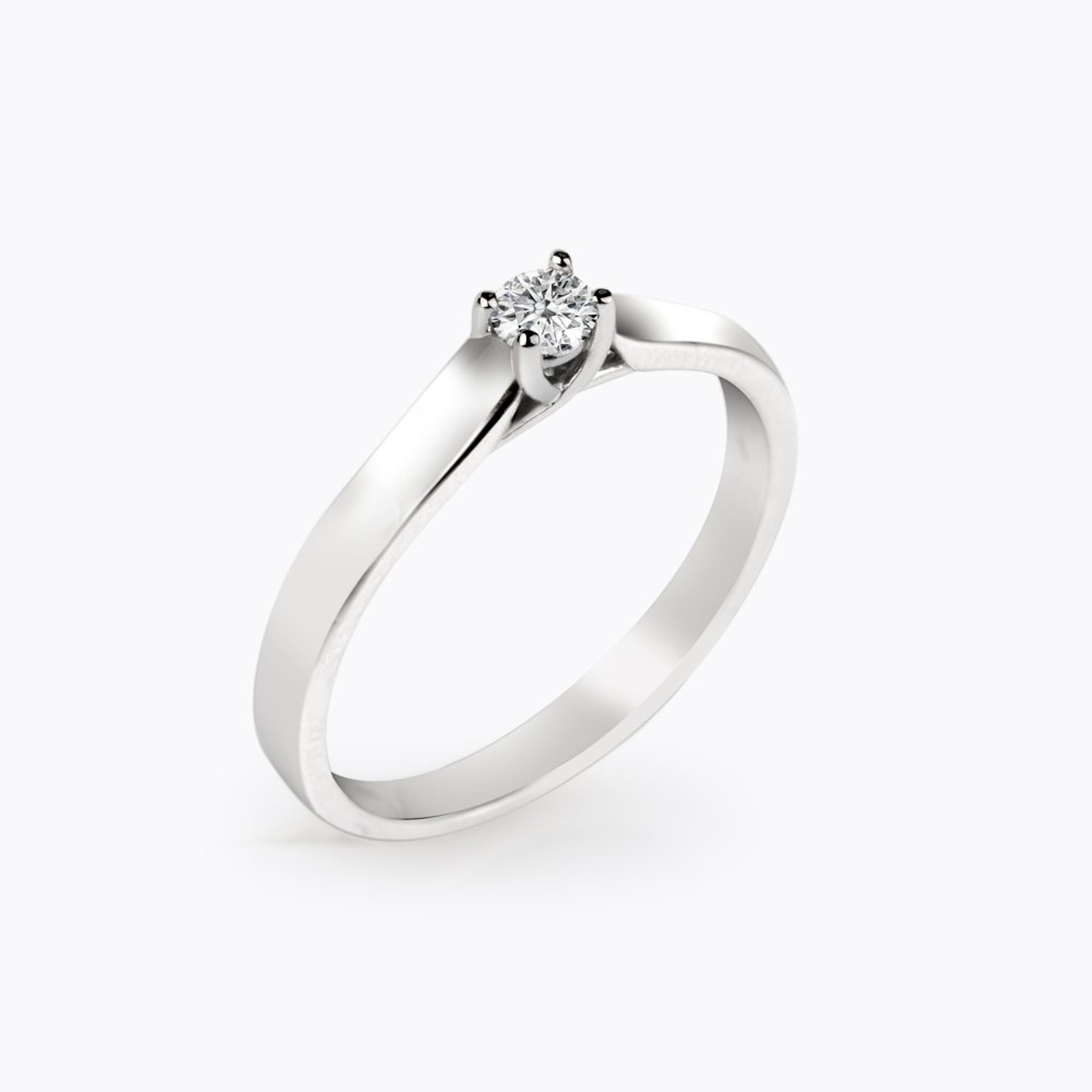 Diamantový prsten 126, diamant, bílé zlato — Zlatnictví Vaněk Kolín