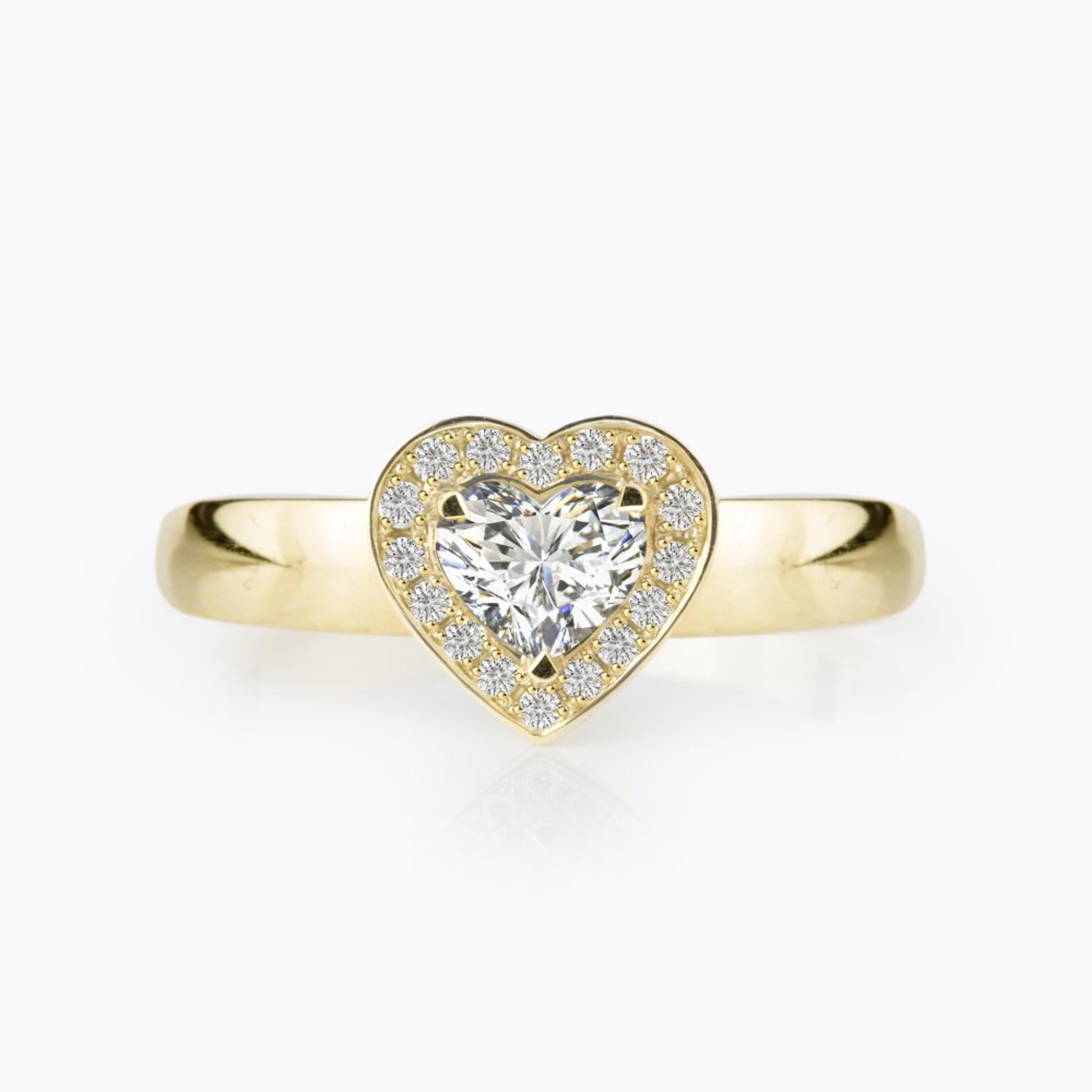 Diamantový prsten srdce 129, diamant, žluté zlato — Zlatnictví Vaněk Kolín