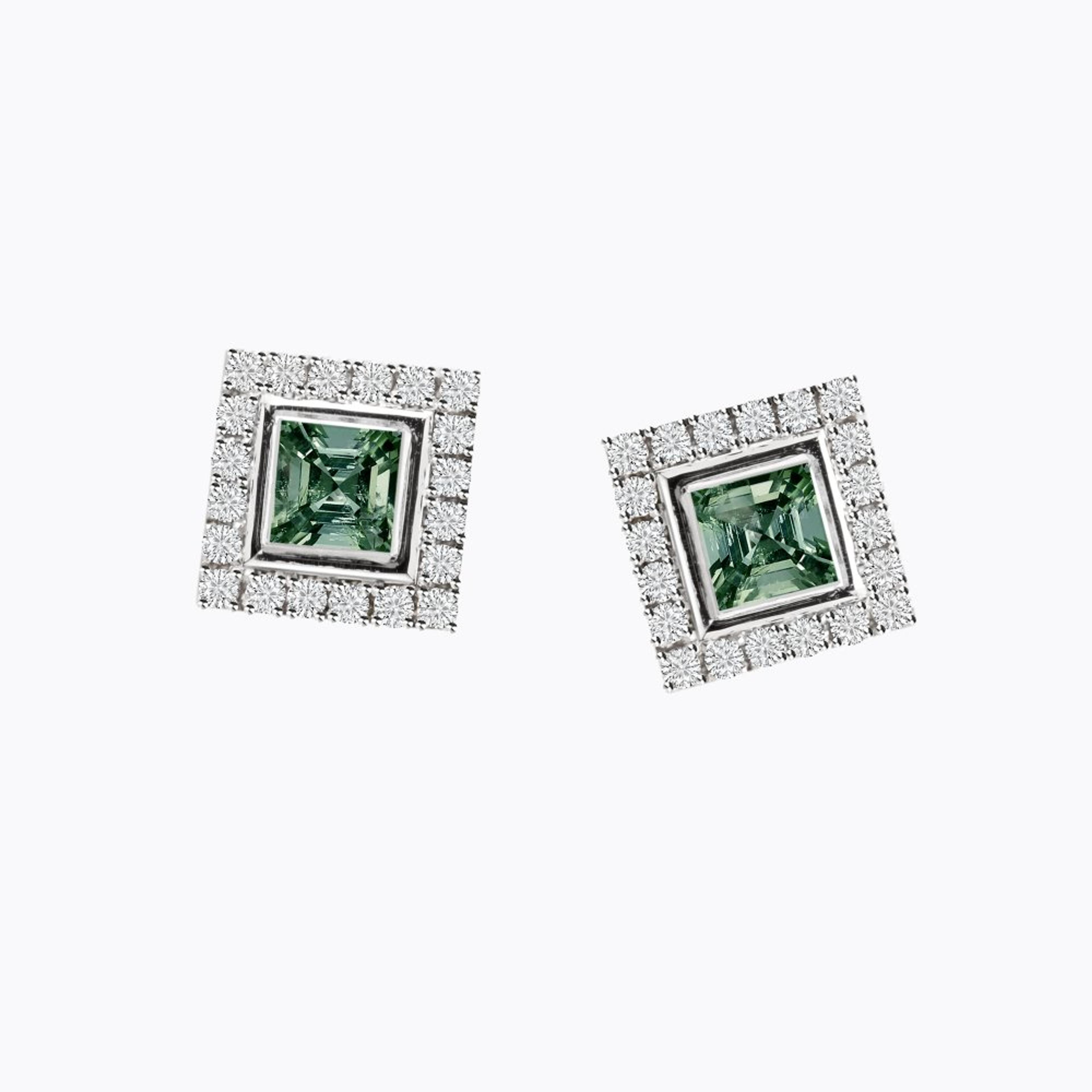 Náušnice s turmalíny a diamanty 06, diamant, bílé zlato — Zlatnictví Vaněk Kolín