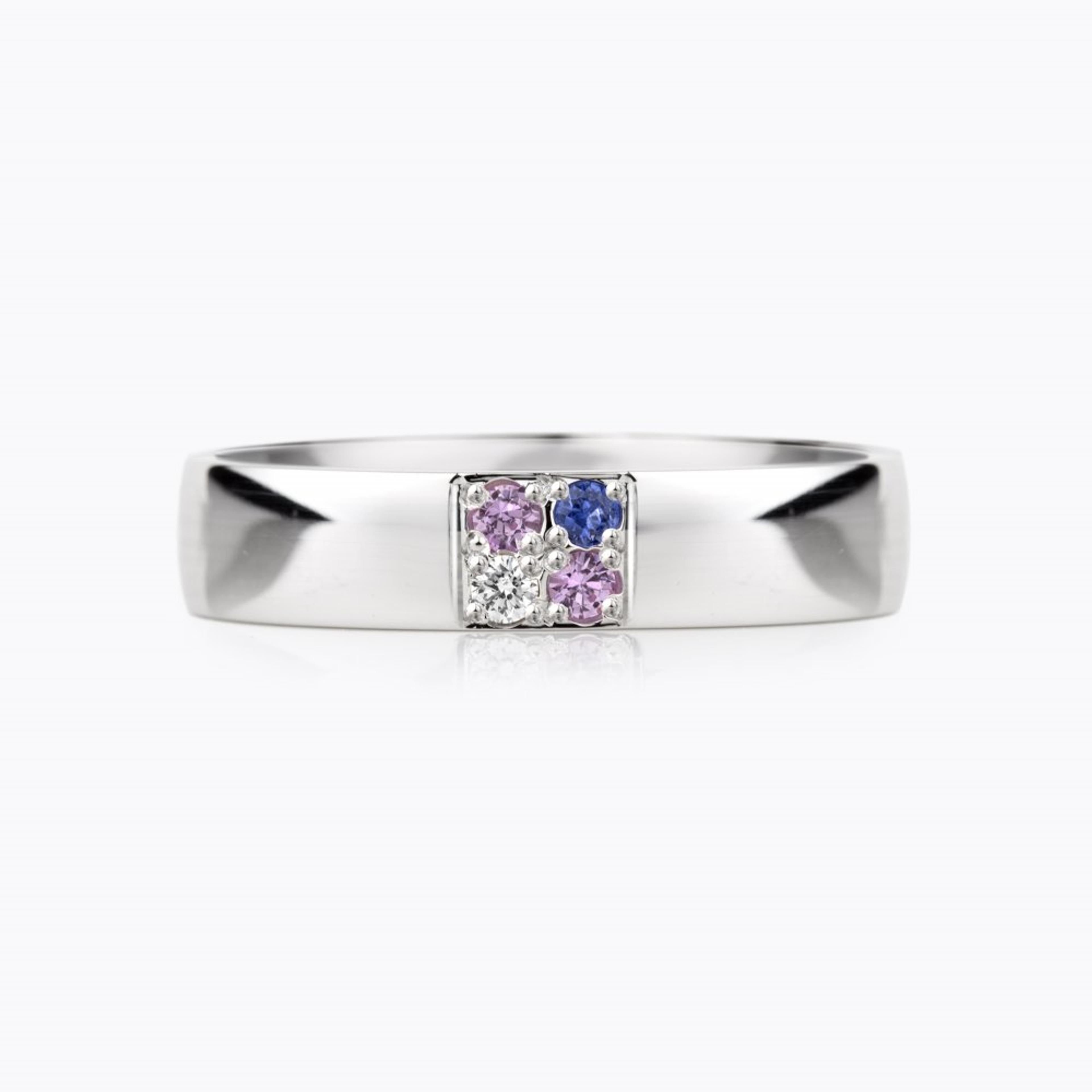 Prsten se safíry 01, diamant, bílé zlato — Zlatnictví Vaněk Kolín