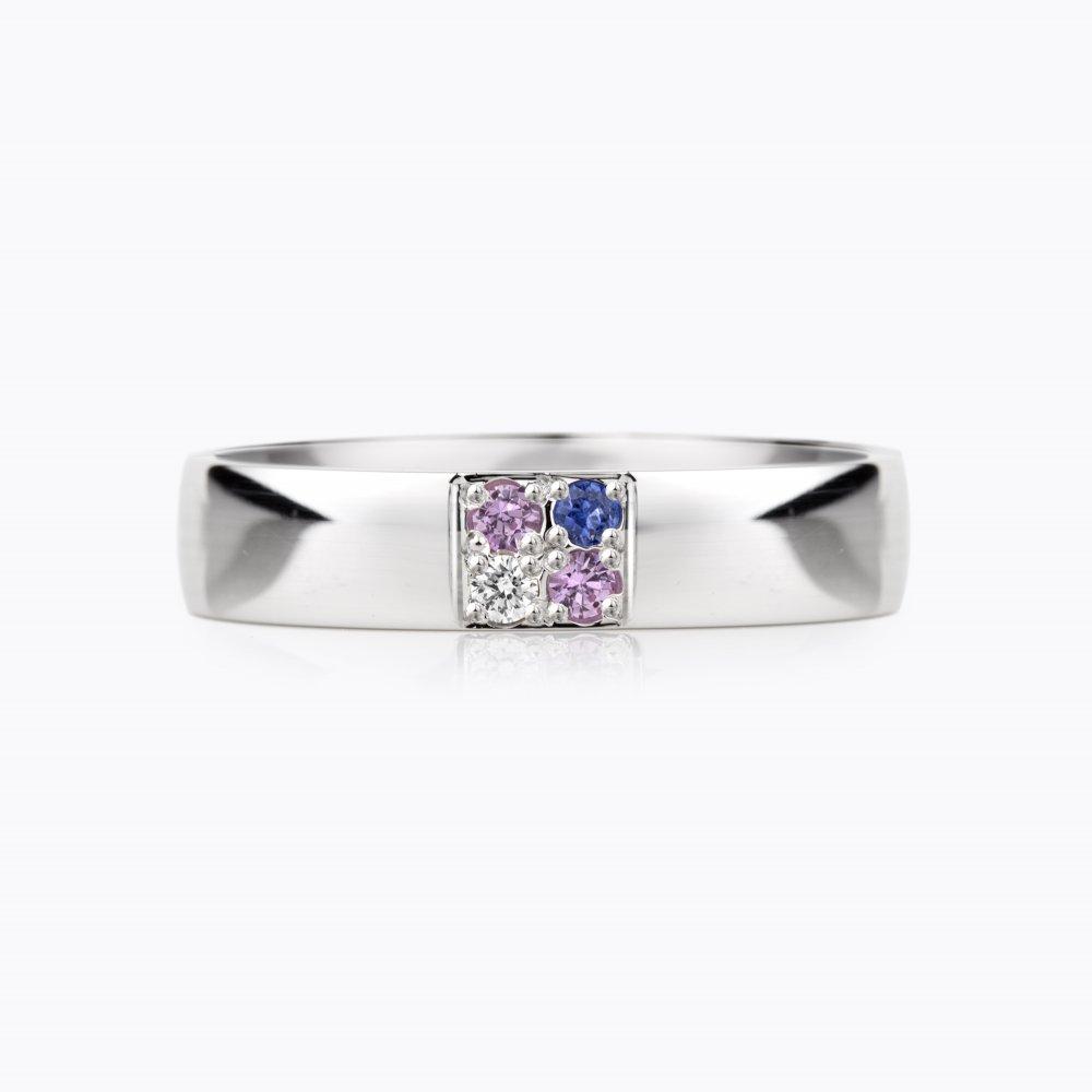 Prsten se safíry 01, diamant, bílé zlato — Zlatnictví Vaněk Kolín