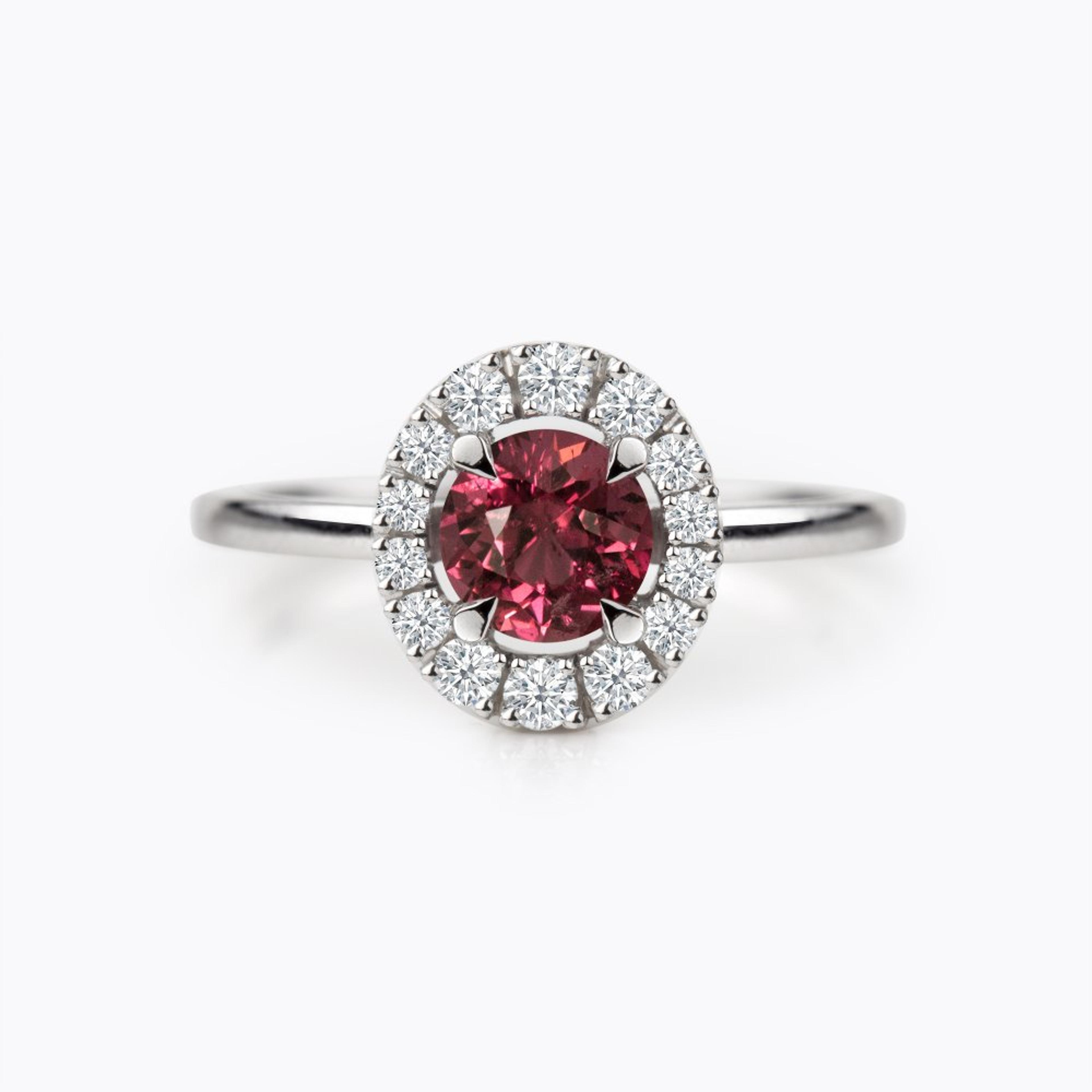 Prsten se spinelem a diamanty 04, diamant, bílé zlato — Zlatnictví Vaněk Kolín