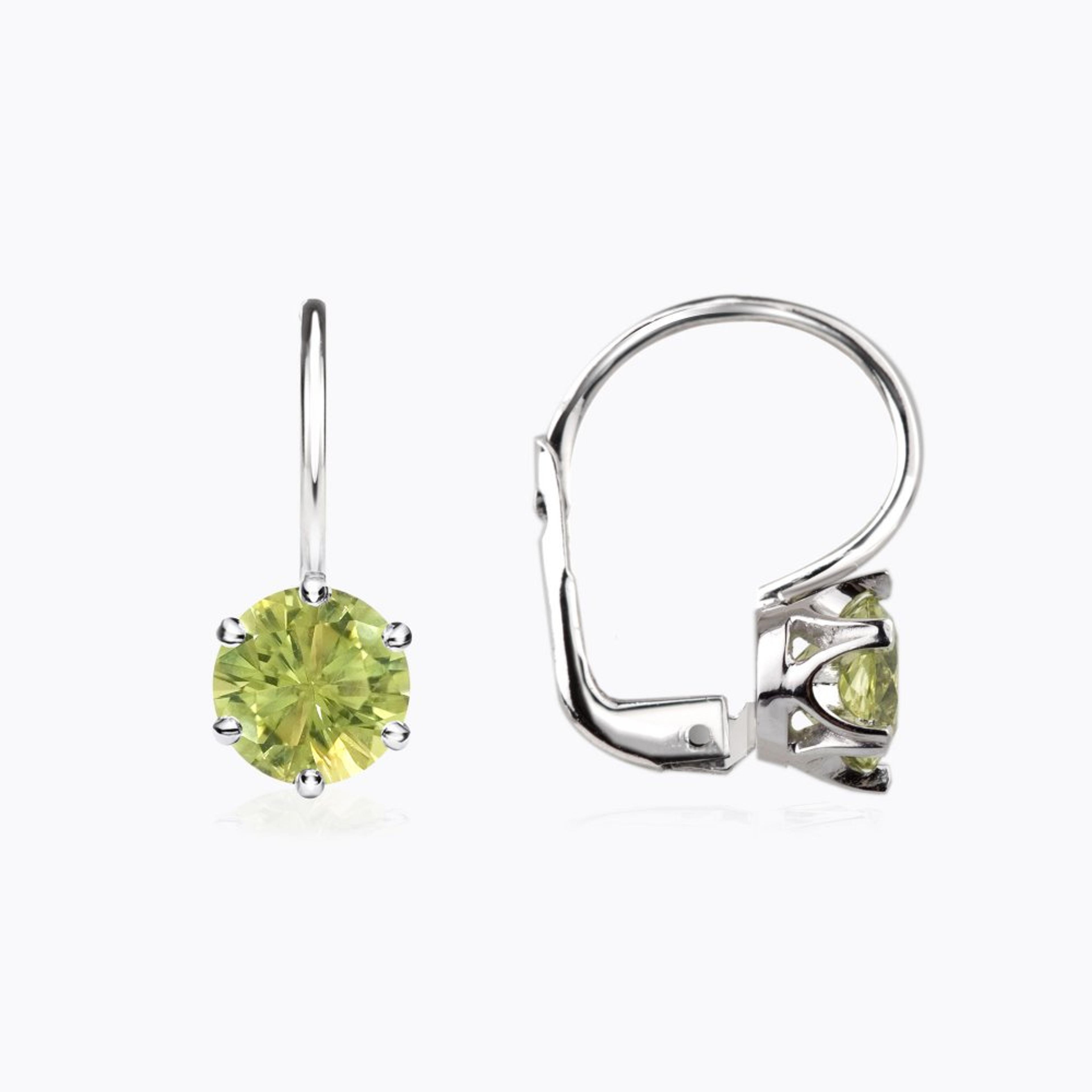 Náušnice s chrysoberylem 01, chrysoberyl, bílé zlato — Zlatnictví Vaněk Kolín