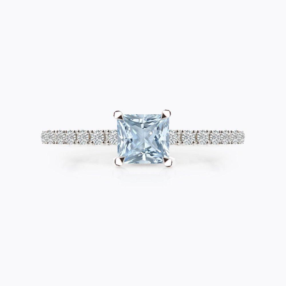 Prsten s akvamarínem a diamanty 07, diamant, bílé zlato — Zlatnictví Vaněk Kolín