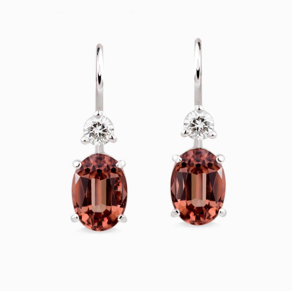 Náušnice se zirkonem a diamanty 01, diamant, bílé zlato — Zlatnictví Vaněk Kolín