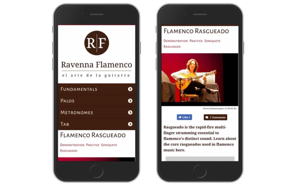 Mobile phone screenshots of basic templates in html build from wireframes