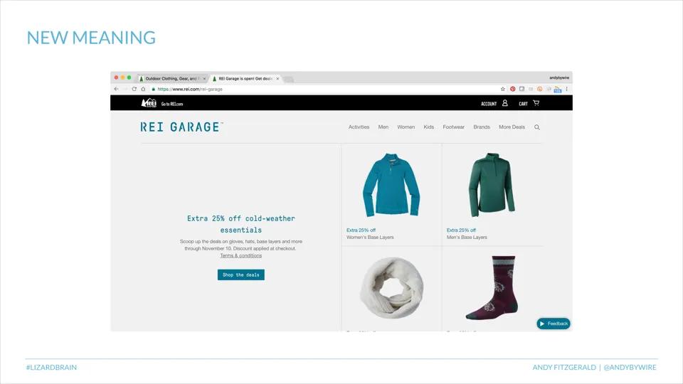 The REI Garage landing page. 