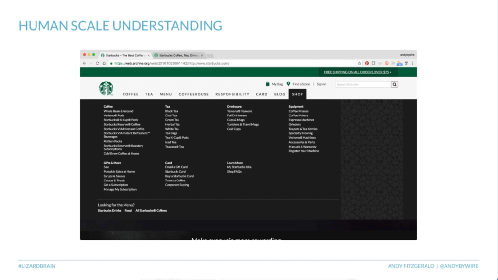 The Starbucks mega-menu nav