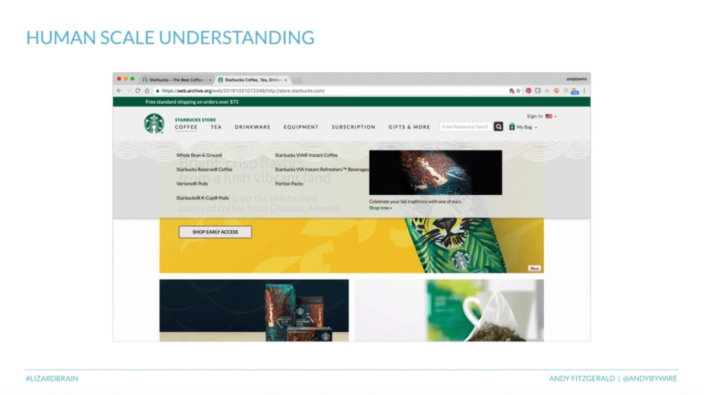 The Starbucks global navigation