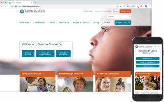 Screen capture of the Seattle Children's Hospital website after project work
