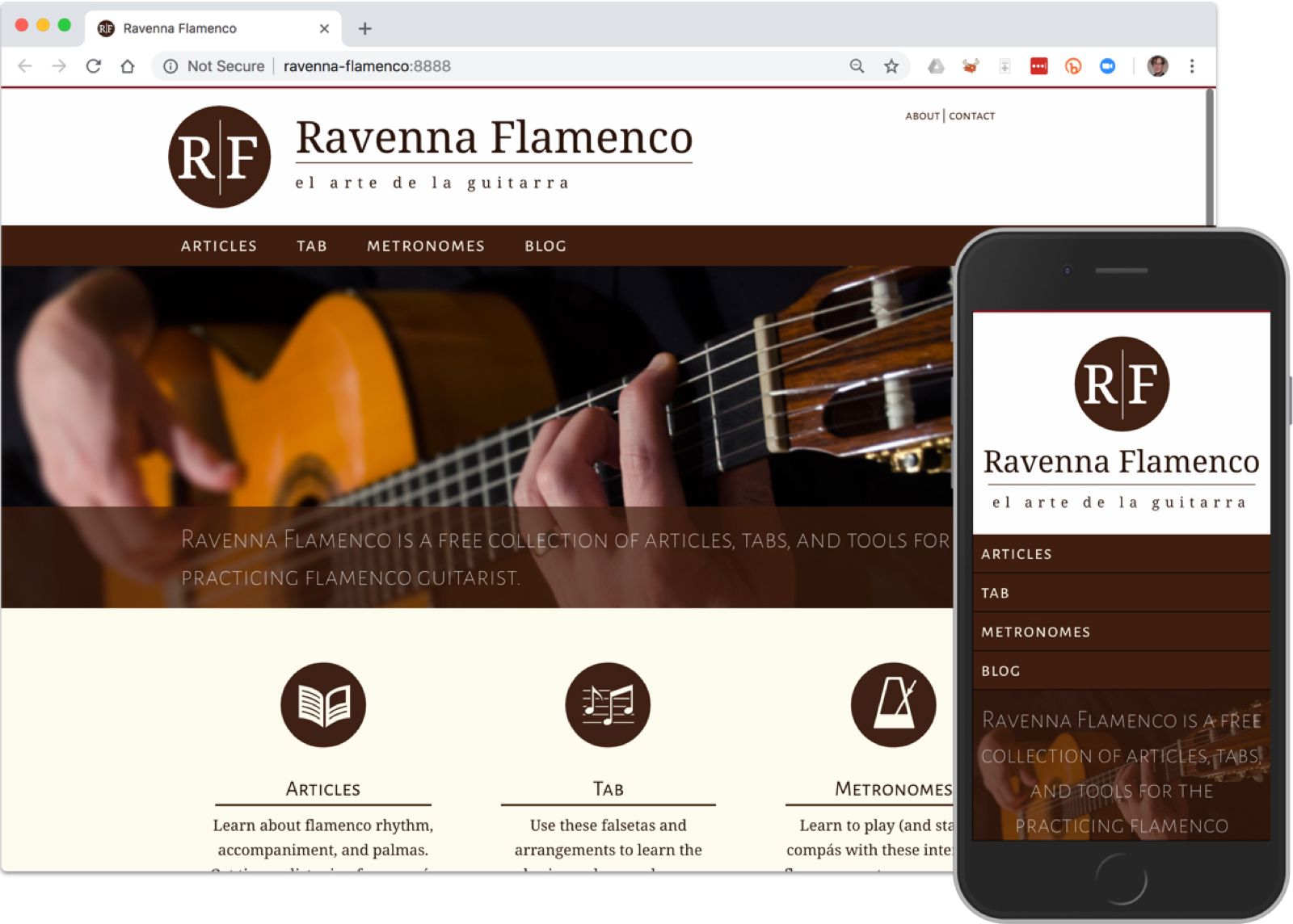 Screen capture of the Ravenna Flamenco website in 2015
