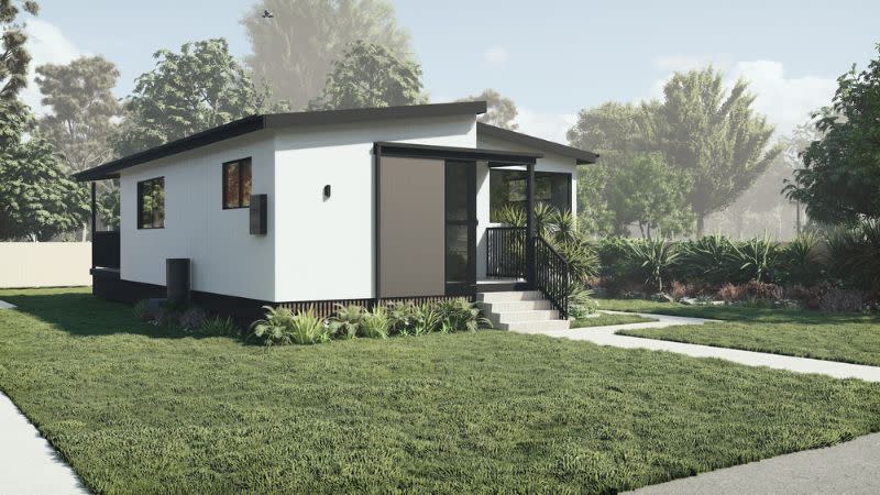  A render of a ModnPods QBuild modular housing style.