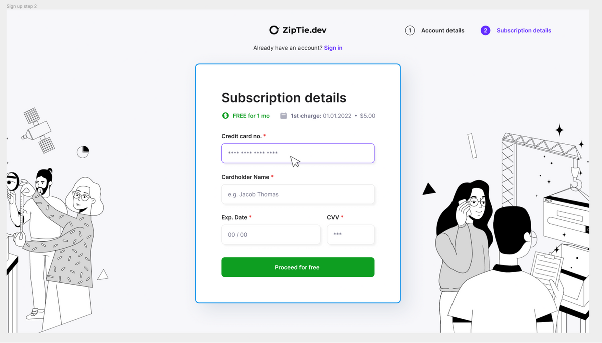 Zip Tie - Subscription details