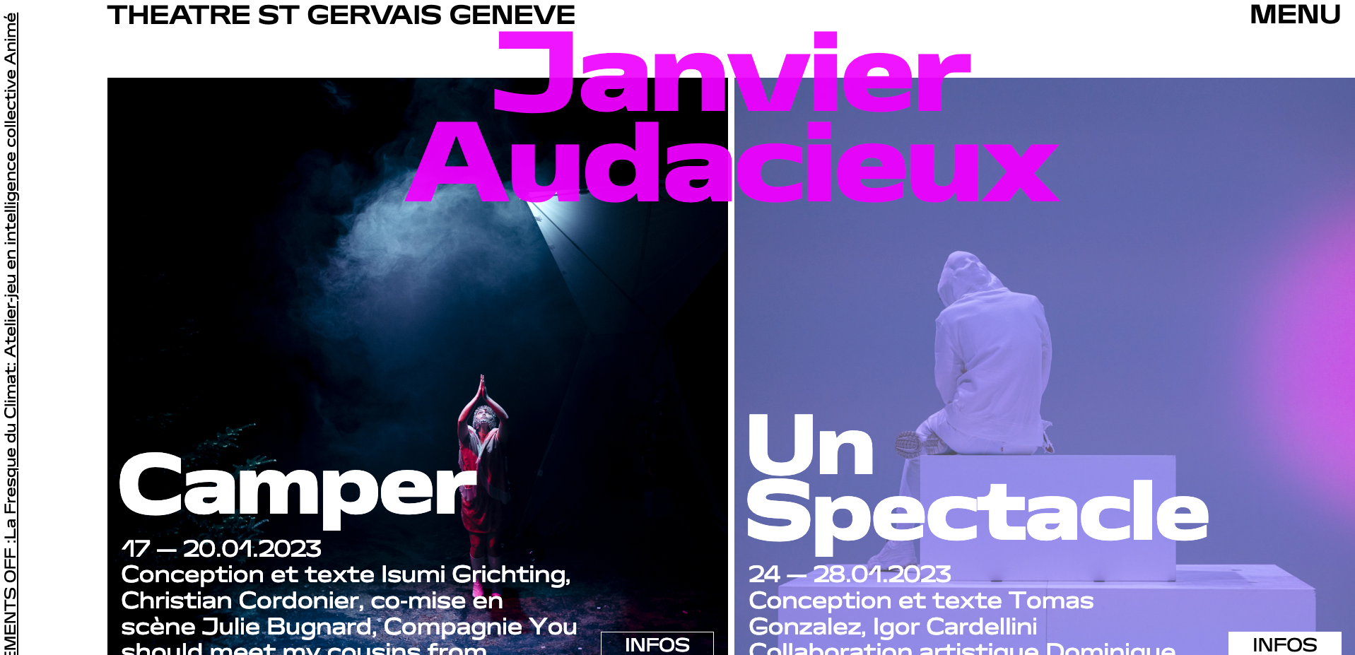 Homescreen of Theatre Gervais in Geneve