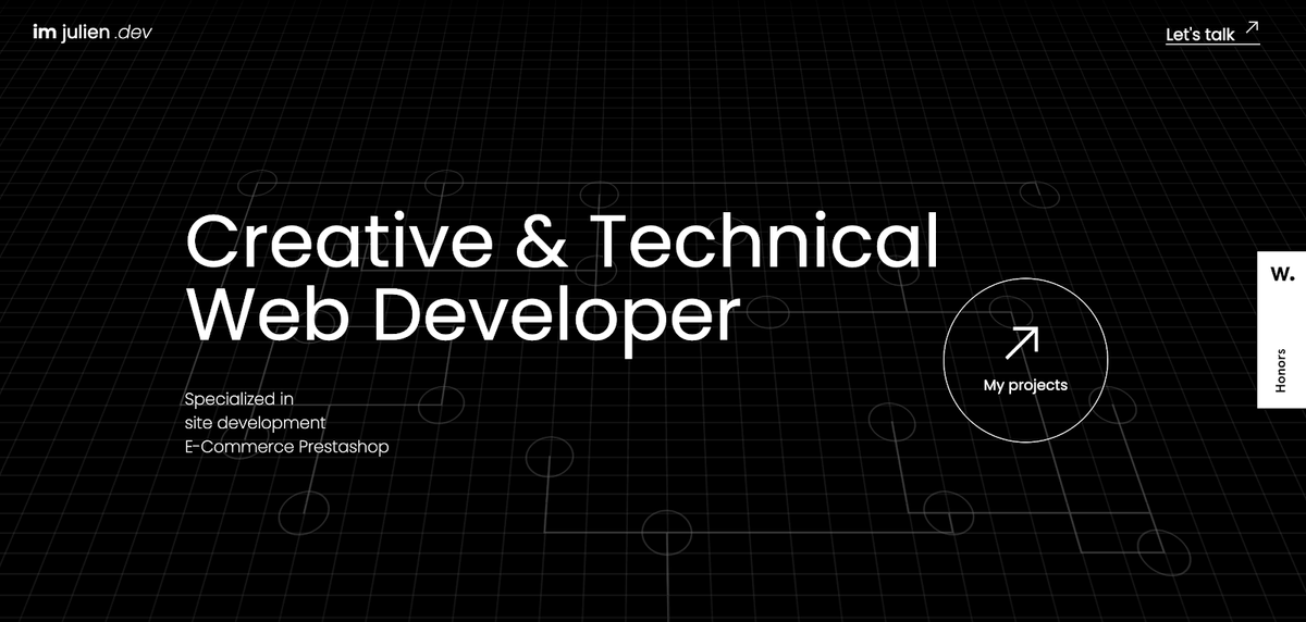 Homepage of Creative & Technical Web Developer