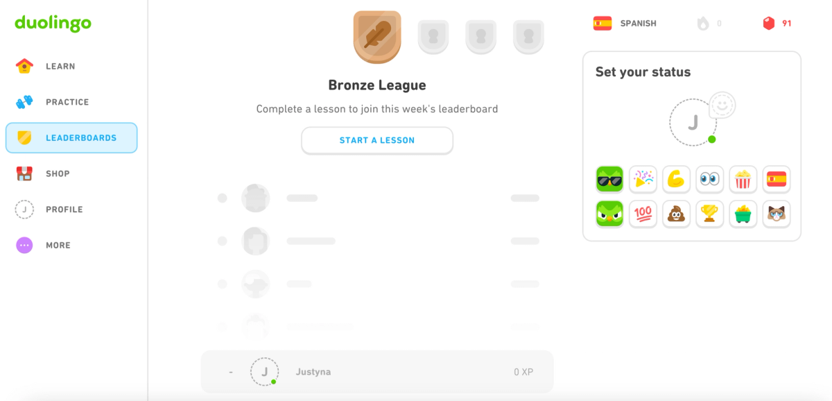 Duolingo app with leaderboard