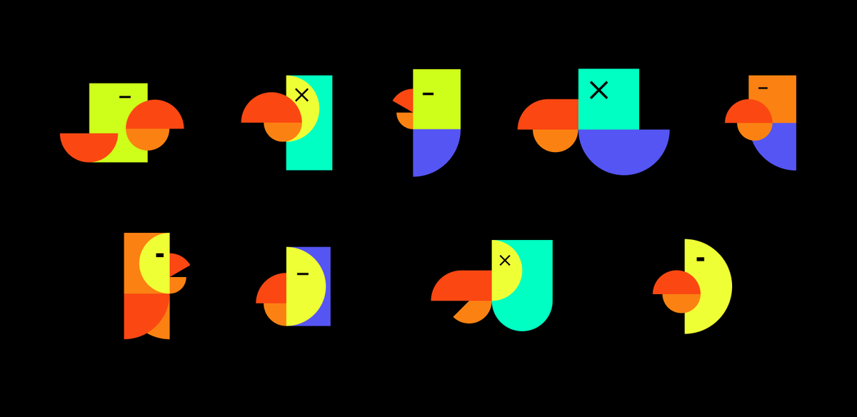 Dodo bird made of simple geometrical shapes.