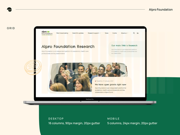 New design of Alpro Foundation homepage
