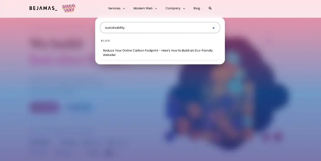 Search box component on Bejamas website