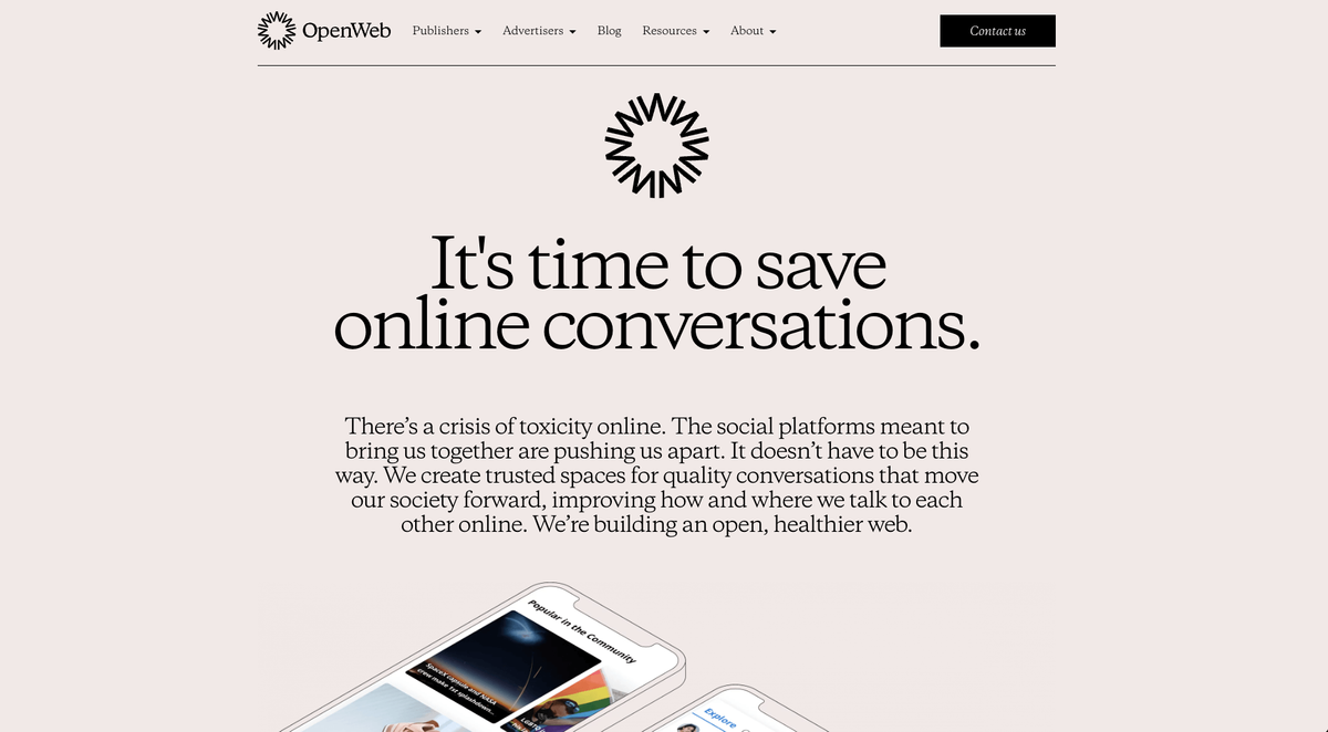Homepage of OpenWeb