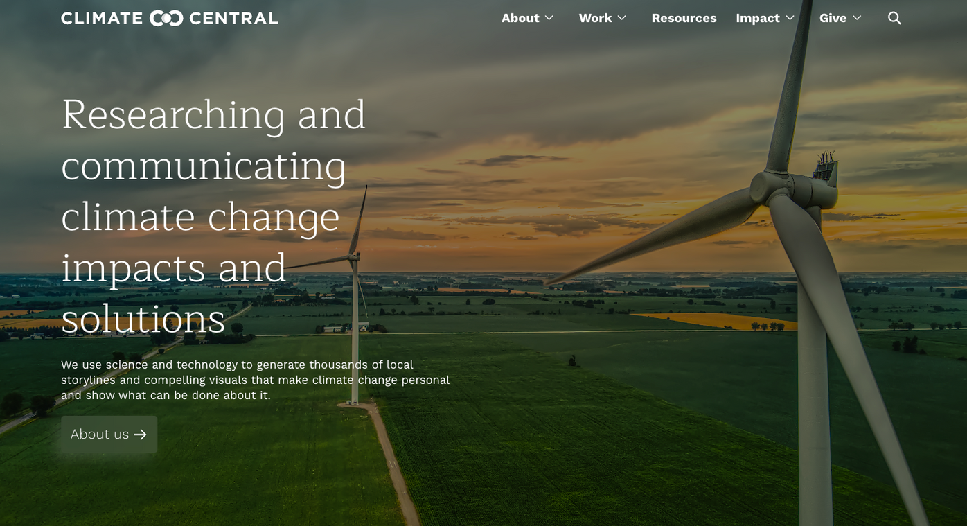 Climate Central screenshot from homepage