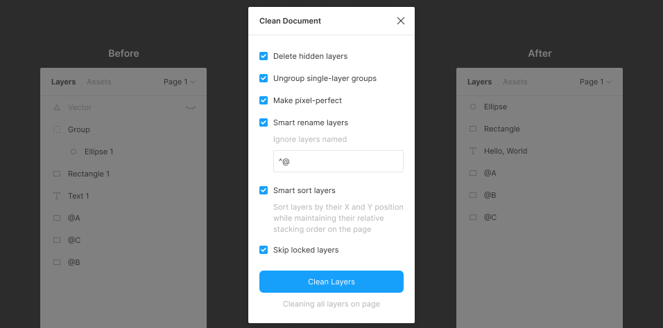 Clean Document plugin view