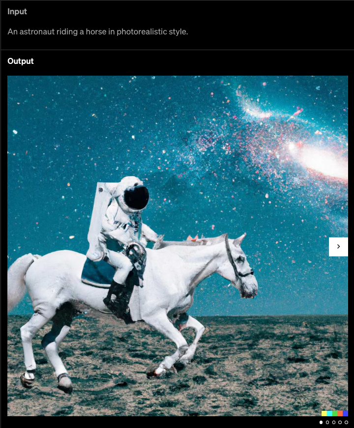 An astronaut riding a horse in photorealistic style.