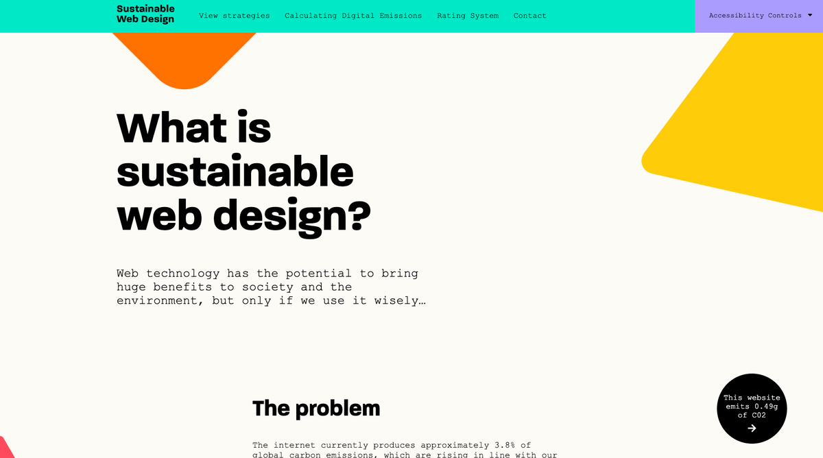 Sustainable Web design homepage