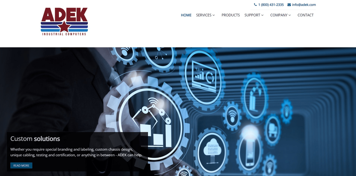 The homepage view of the previous ADEK company website