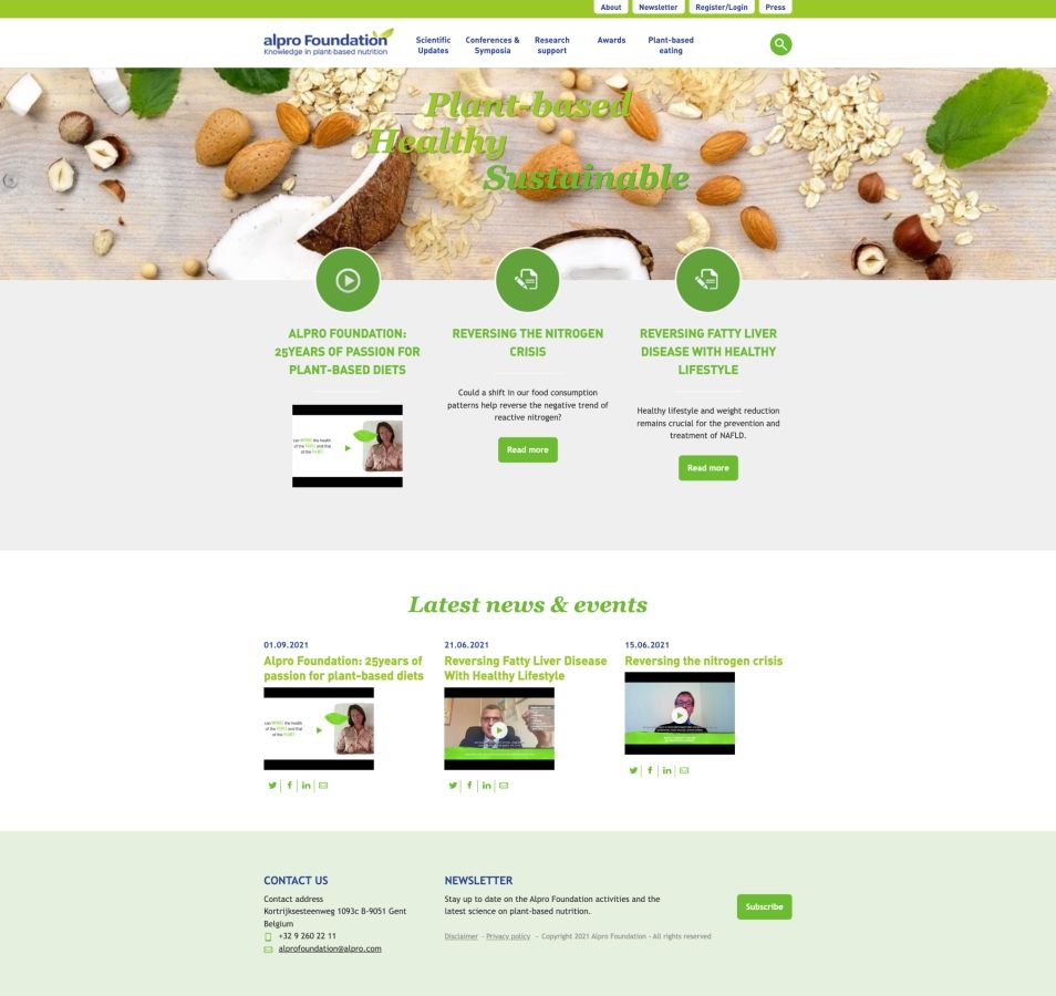 Previous website of Alpro Foundation