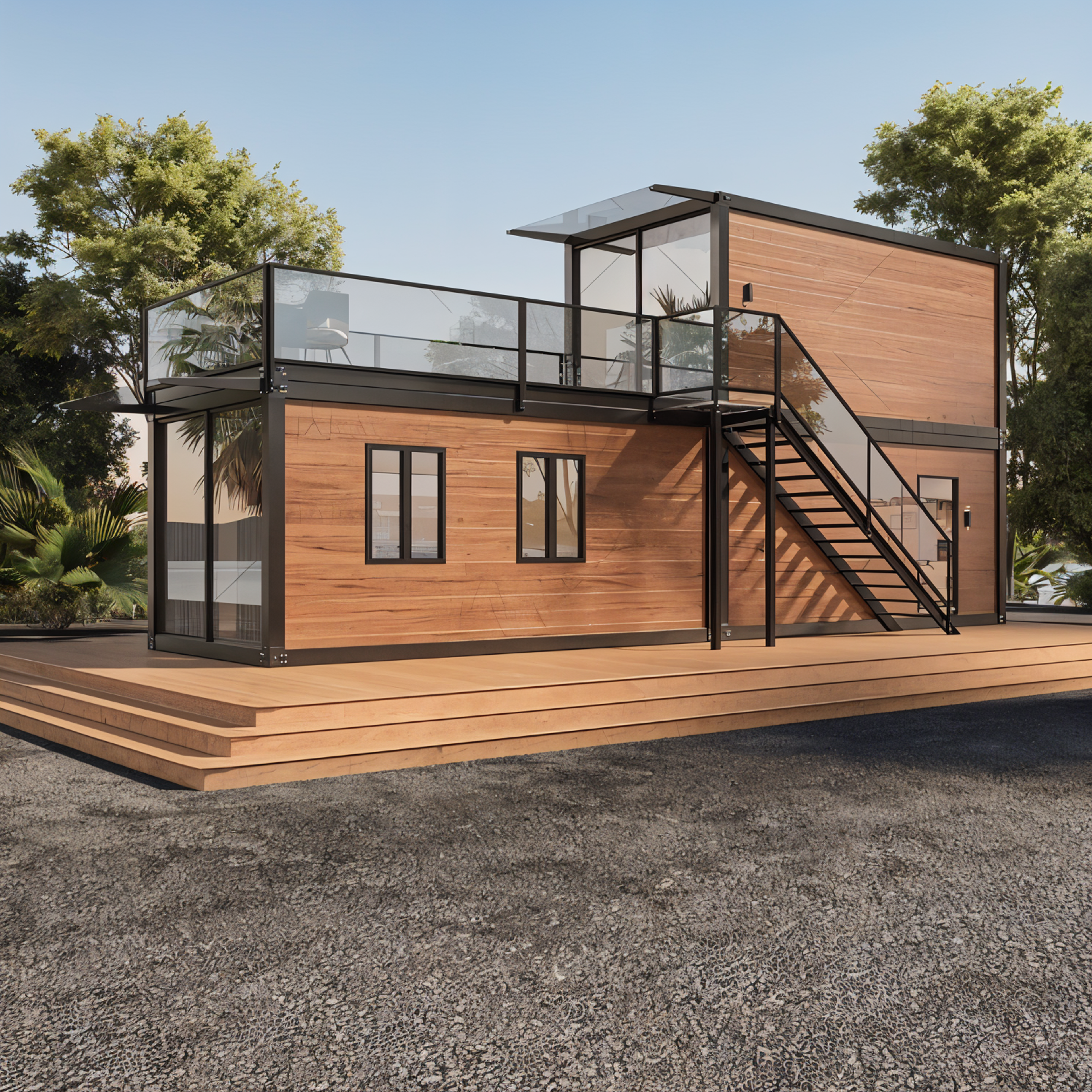 1BHK Duplex Prefab House with Rooftop Deck, Fully Furnished Modular Kitchen and