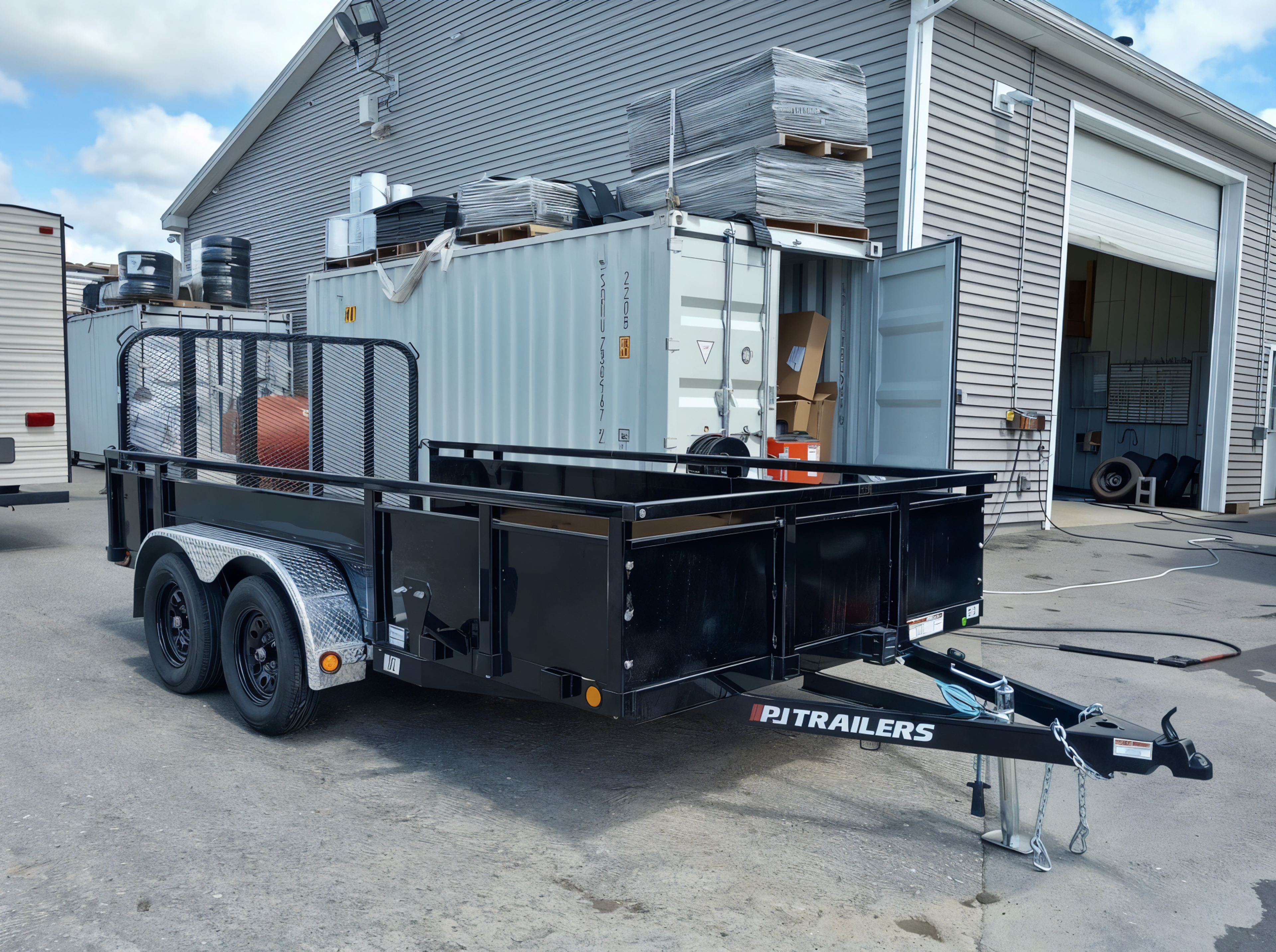 2024 PJ Trailers 7×14 7K Powder Coated Open Utility w/Rear Ramp Gate, Solid