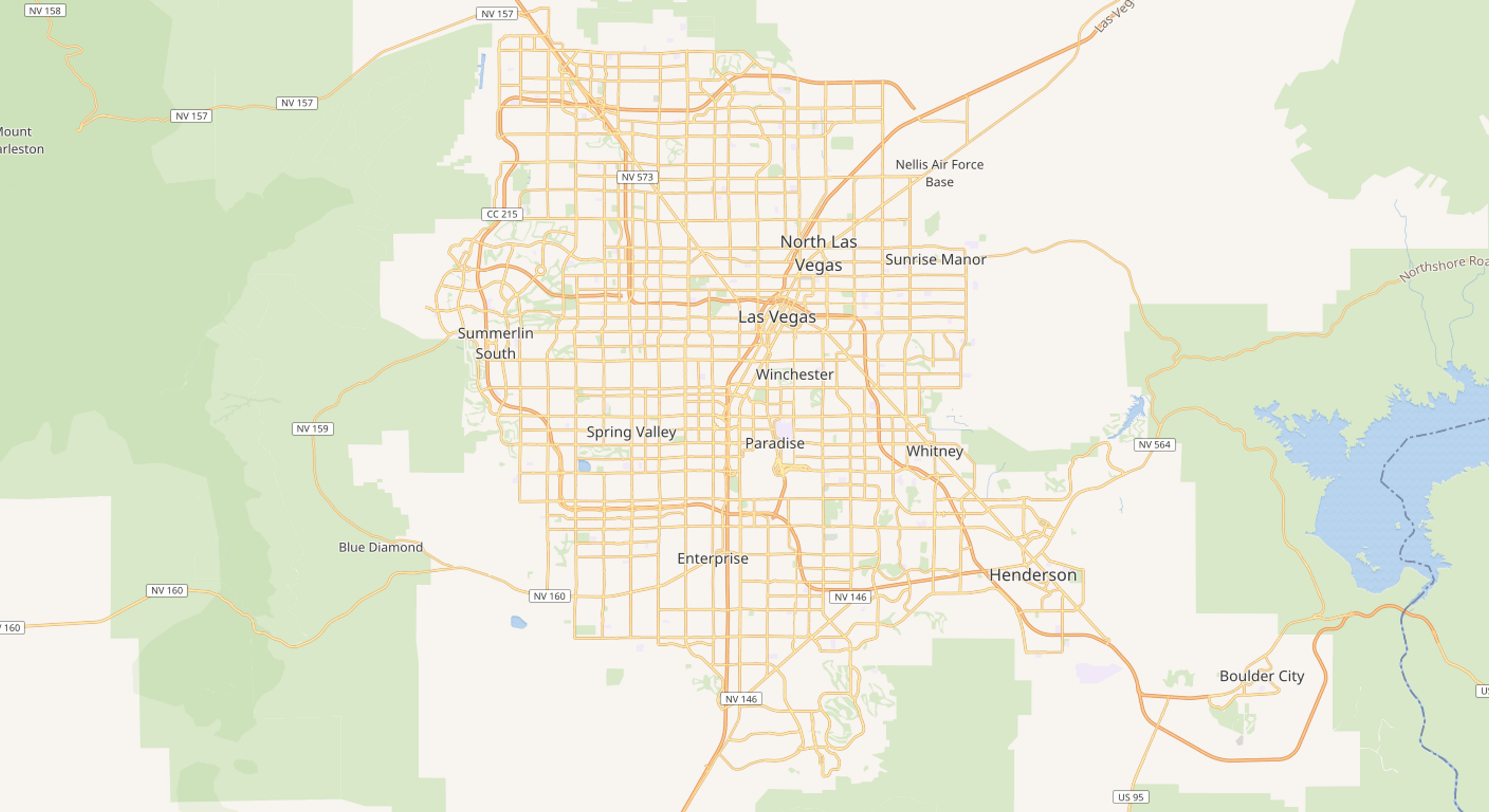 Service-area map of metro Las Vegas, NV (sample map image)